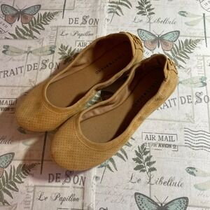Lucky Brand Women Suede Perforated Ballet Flats Slip On Shoes‎ Tan Size 9M